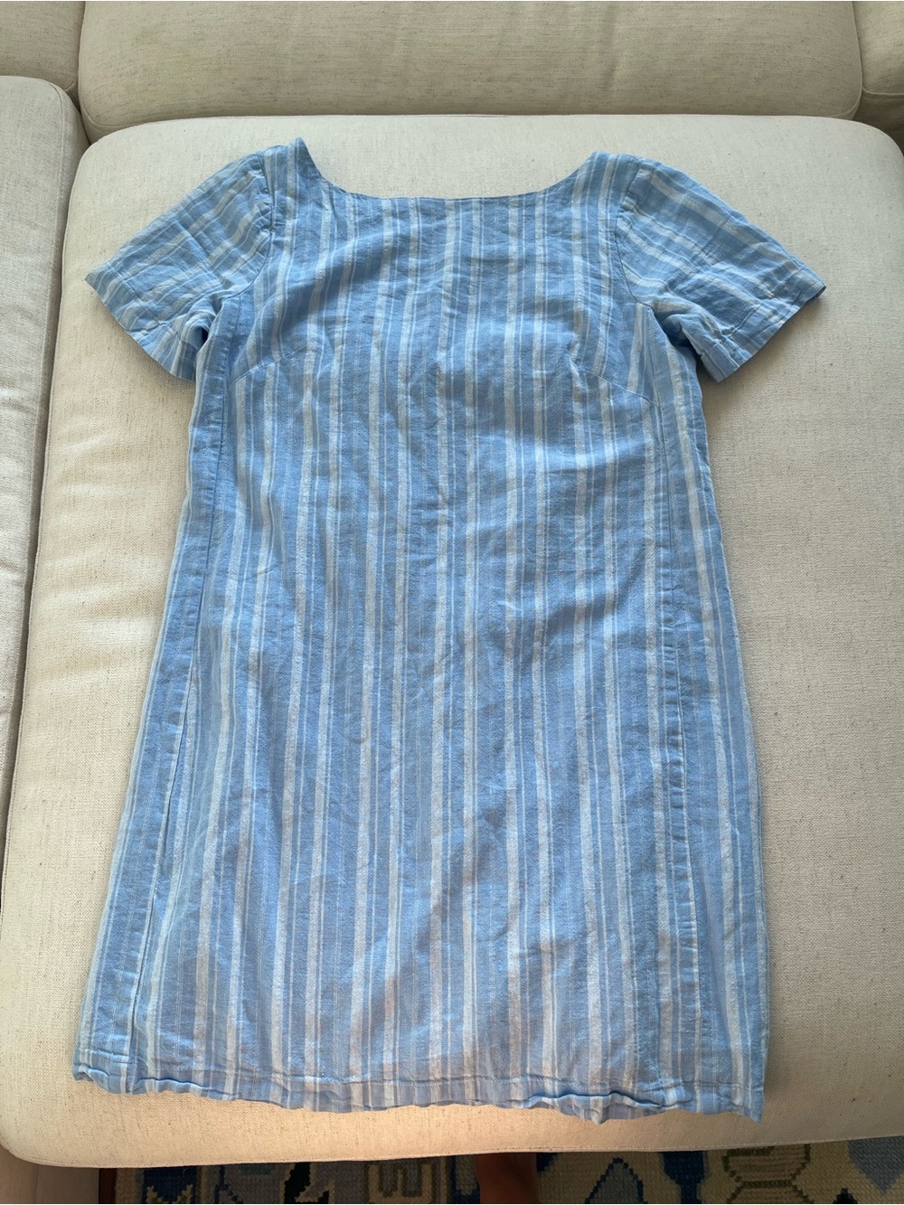 Anthropologie Light Blue and White Striped Boatneck Dress